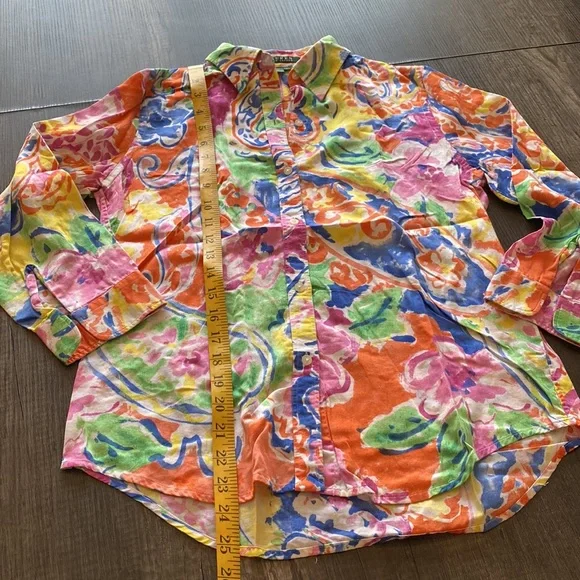 LAUREN RALPH LAUREN | watercolor floral print button down shirt - Picture 7 of 8
